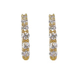 Gold Graduated Diamond Hoop Earrings - 14KT Gold - Monisha Melwani Jewelry