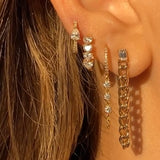 Gold Emerald Cut Diamond Curb Loop Earring