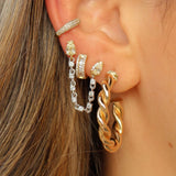 Two Tone Gold Yellow Diamond Connecting Earring