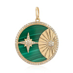 Gold Sun and Starburst Malachite Medallion Pendant - 14KT Gold - Monisha Melwani Jewelry