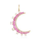 Gold Pink Sapphire Crescent Moon Pendant - 14KT Gold - Monisha Melwani Jewelry