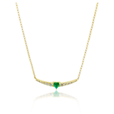 Gold Diamond Emerald Bar Curve Necklace