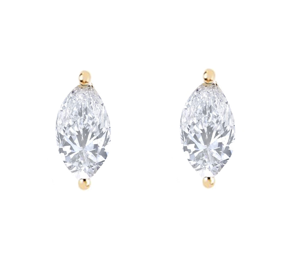 Diamond Marquise Stud - 14KT Gold - Monisha Melwani Jewelry