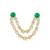 Gold Double Diamond Emerald Connecting Earrings - 14kt Gold - Monisha Melwani Jewelry