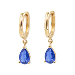 Gold Blue Sapphire Pear Drop Earring - 14kt Gold - Monisha Melwani Jewelry