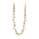 Gold Double Hoop Diamond Drop Earring - 14kt Gold - Monisha Melwani Jewelry
