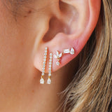 Gold Diamond Pear Baguette Earring