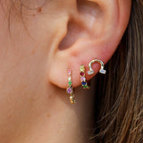 Gold Multi Sapphire Hoop Earrings