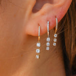 Gold Diamond Graduated Triple Drop Hoop Earring