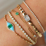 Turquoise and Emerald Pave Dainty Eye Bracelet