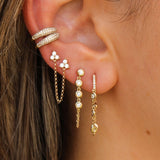 Gold Double Trio Diamond Connecting Earring