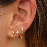 Gold Diamond Chain Link Connecting Earring