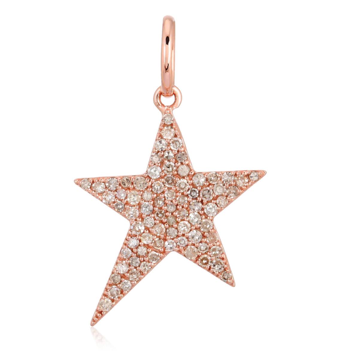 Rose Gold Diamond Star Pendant-14 kt Gold-Monisha melwani jewelry