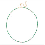 Gold Emerald Tennis Necklace-14kt Gold-Monisha Melwani Jewelry