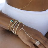 Gold Turquoise Mariner Puff Link Bracelet