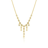 Gold Bezel Diamond Graduated Five Drop Necklace