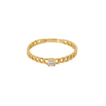 Gold Mini Diamond Chain Ring - 14KT Gold - Monisha Melwani 