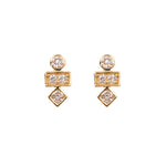 14KT Yellow Gold Diamond Geometric Stud Earrings- Monisha Melwani Jewelry
