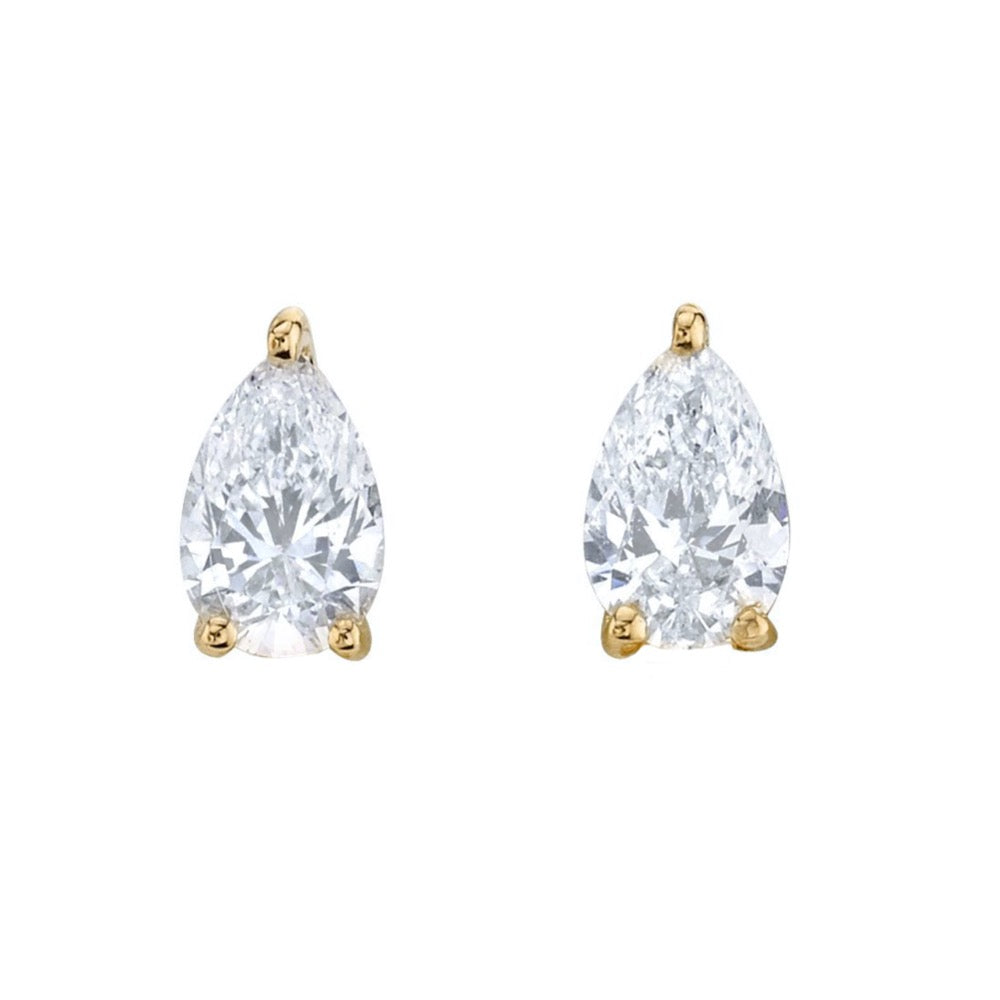 Diamond Pear Stud - 14KT Gold - Monisha Melwani Jewelry