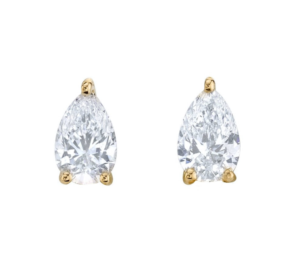 Diamond Pear Stud - 14KT Gold - Monisha Melwani Jewelry