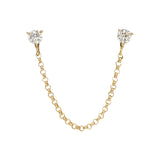 Gold Diamond Chain Link Connecting Earring