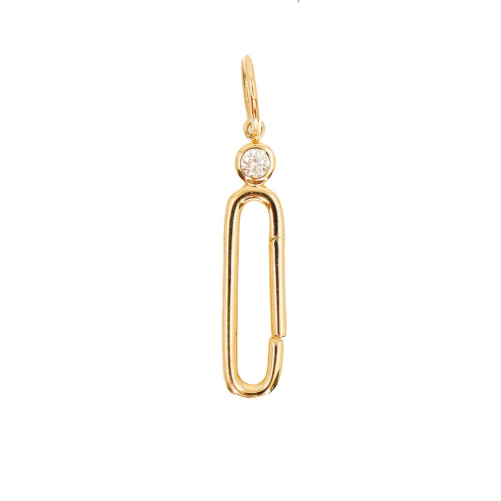 Gold Rectangle Bezel Clasp Pendant - 14KT Gold - Monisha Melwani Jewelry