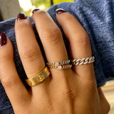 Gold Mini Diamond Chain Ring - 14KT Gold - Monisha Melwani