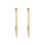14KT Yellow Gold Diamond 5 Spike Hoop Earrings- Monisha Melwani Jewelry