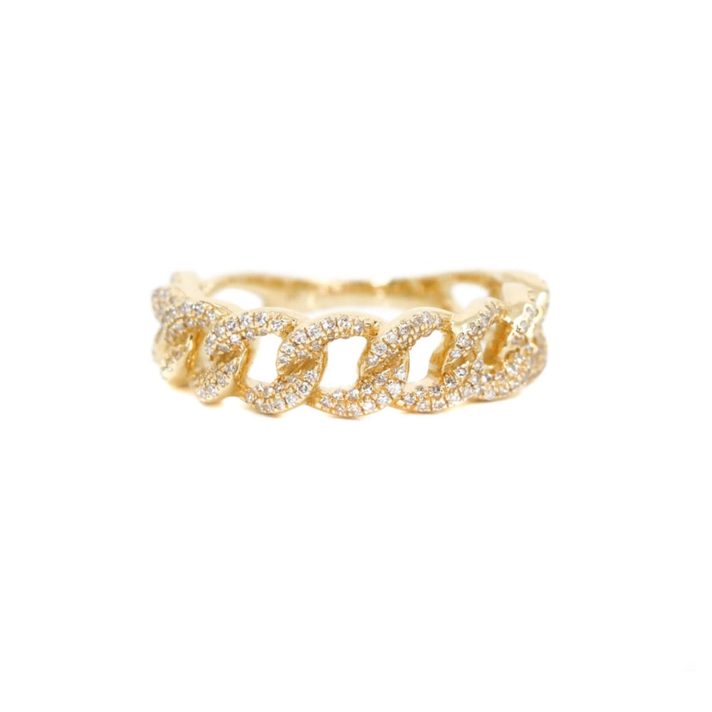 Yellow Gold 8 mm Cuban Link Ring Band