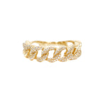 Gold Cuban Link Diamond Ring - 14KT Gold - Monisha Melwani Jewelry