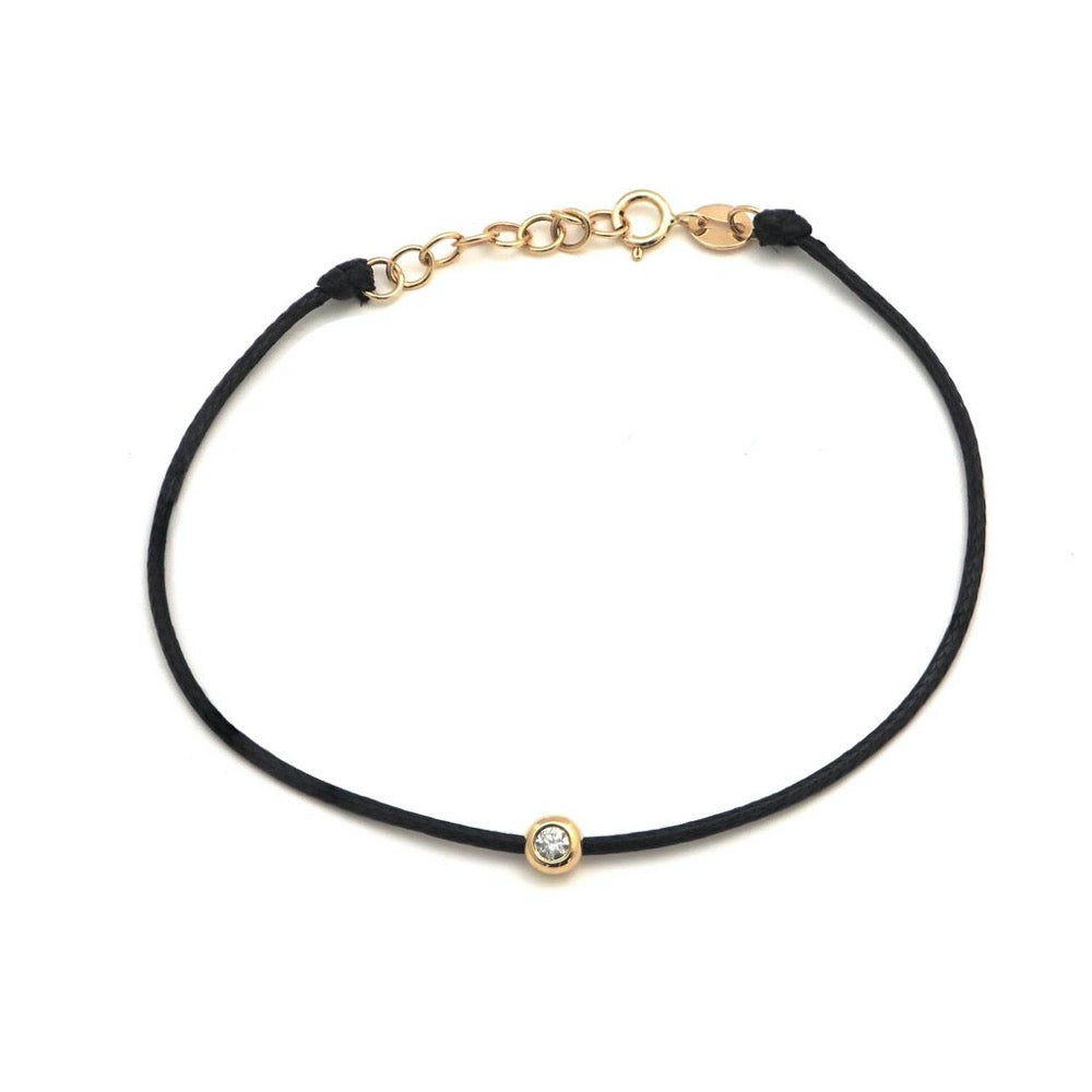 Gold Diamond Bezel Silk Bracelet - 14KT Gold - Monisha Melwani Jewelry