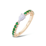 Gold Fancy Diamond Pear Emerald Ring - 18KT Gold - Monisha Melwani Jewelry