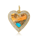 Gold Diamond Oyster Turquoise Heart Pendant