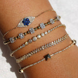 Gold Evil Eye Diamond Blue Sapphire Bracelet
