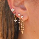 Gold Mini Pave Diamond Heart Earring