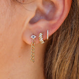 Gold Micro Pave Diamond Hoop Earring