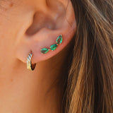 Gold Large Triple Pear Emerald Curve Earring