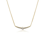 Gold Diamond Pear Bar Curve Necklace