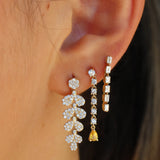 Gold Emerald Cut Diamond Drop Earring