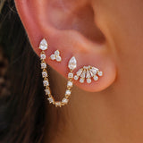 Gold Double Diamond Pear Connecting Earring by Monisha Melwani Fine Jewelry
