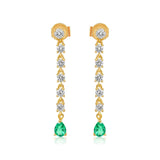Gold Diamond Prong and Emerald Pear Drop Earring