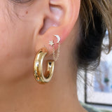 Gold Diamond Moon Star Chain Connecting Earring by Monisha Melwani Jewelry
