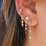 Gold Diamond Prong Bezel Loop Earring