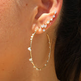 Gold Diamond Lotus Drop Earring