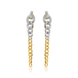 Gold Diamond Graduated Curb Link Chain Earrings