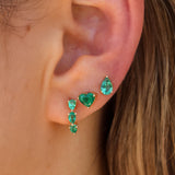 Gold Emerald Prong Heart Earring