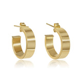 Gold Flat Medium Hoop Earrings