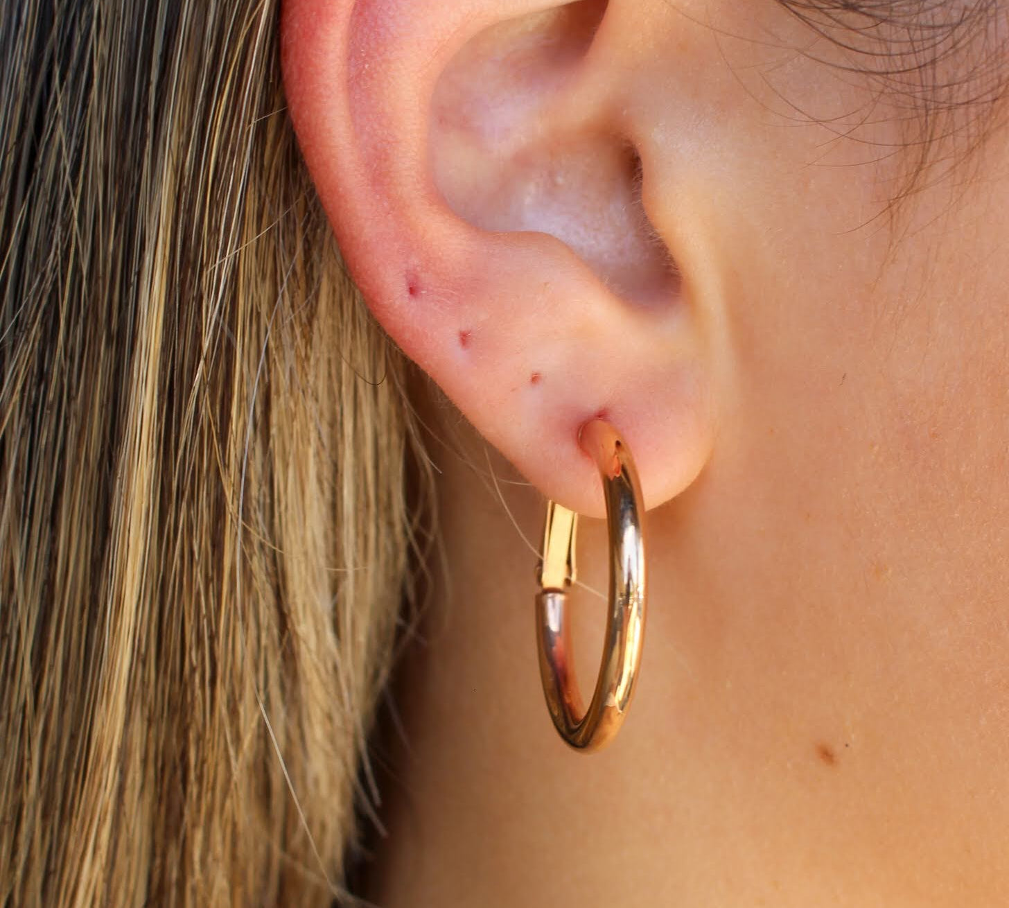Rose Gold Tube Hoop Earrings