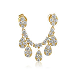 Gold Diamond Pear Drop Connecting Earring