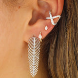 Gold Diamond Feather Earrings